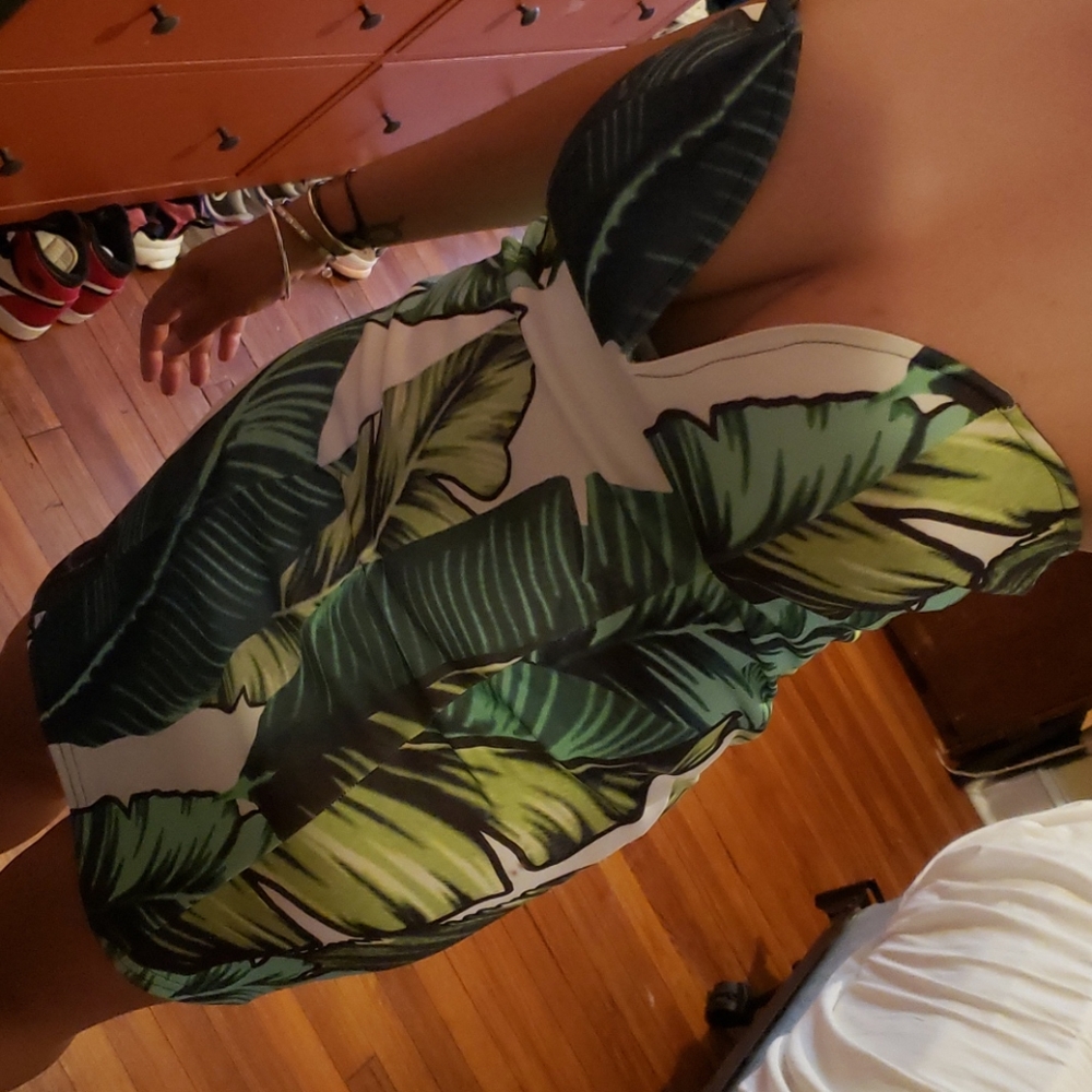 Palm Leaves Print Dress